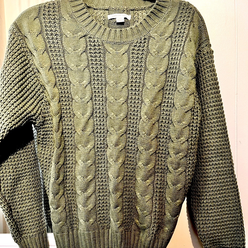 American Eagle Green Cable Knit Sweater